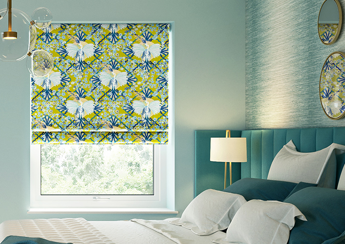 Faded Glamour, China Blue Chartreuse - Twist&Fit Roman Blind - Image 3